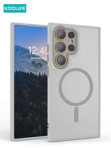 Koolife Soft Touch Magnetic Phone Case, Full Coverage Lens Protector, PC+TPU Material, Independent Buttons, Drop-Proof And Anti-Slip Phone Case, Compatible With Galaxy S22/S22 Plus/S22 Ultra - Titanium Gray - View 3