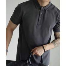2026 Summer New Pearl Cotton Polo Shirt Collar Men's Short-Sleeve T-Shirt Leading Business Workwear - 淺灰色 - 查看 4