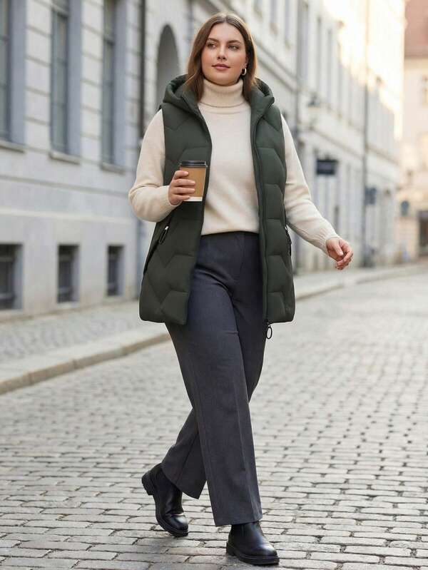 Women's Hooded Parka Coat, Plus Size - Lightweight & Fashionable, Suitable For Spring And Autumn