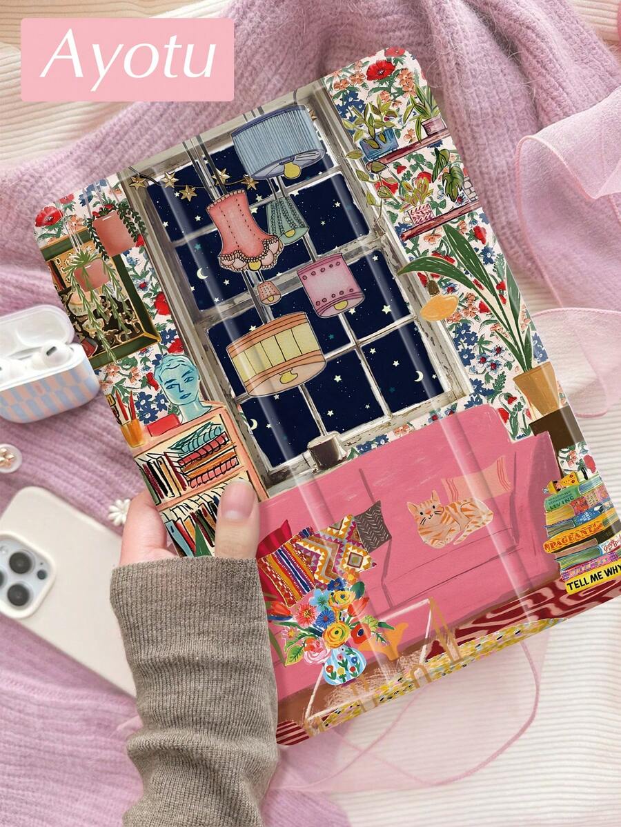 Ayotu 温暖治愈插画平板电脑保护套和 Kindle 电子书保护套，兼容 iPad 第十代、11 英寸/Air 第四代/Air 第七代/9.7 英寸，兼容三星 Galaxy Tab A9 Plus，Kindle（第十一代 - 2024 版）（6 英寸），Kindle Paperwhite 第十二代 2024 版，时尚简约的图案使其成为绝佳的节日礼物。