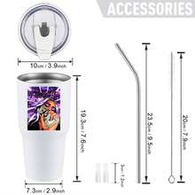 30oz Stainless Steel Tumbler Black White Options,  Purple Hair Girl With Phone And Money Graphic Cups, Insulated Travel Coffee Mug With Lid And Straw , Double Wall Vacuum Reusable Travel Cups, Funny Birthday Party Gift For Women & Men - 白色 - 查看 3