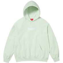 Supreme FW23 Fall/Winter Collection WEEK16 Box Logo Hooded Sweatshirt, Solid Color Logo Pullover Fleece Hooded American Style  Sweatshirt, Unisex - Xanh lá nhạt - Xem 1