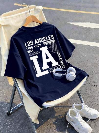 This Casual Navy Blue Crew Neck T-Shirt Is Designed For Older Children And Features A Creative Lettering Pattern, Making It Perfect For Both Boys And Kids. Suitable For School, Shopping, Everyday Wear, And Vacations. It's Not Only Suitable For Everyday Wear But Also Makes A Wonderful Gift For Friends And Family