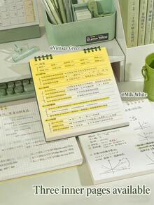 1本高品质笔记本，复古方格翻页笔记本，带可拆卸方格页，适合记笔记、纠错。 - 網格 - 查看 4