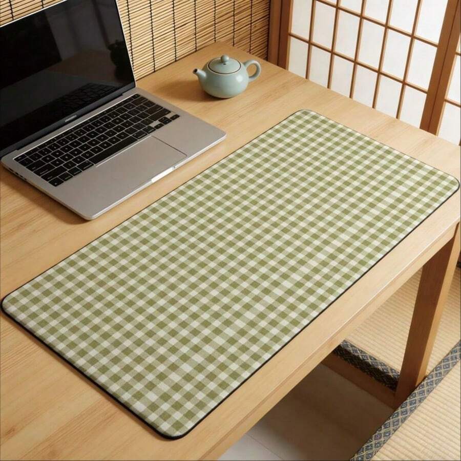 1pc Classic Olive Green Plaid Mouse Pad/Desk Mat, Suitable For Office And Bedroom, Modern Desktop Accessory, Great For Home, Camping And Car Use - Mouse Pad - View 1