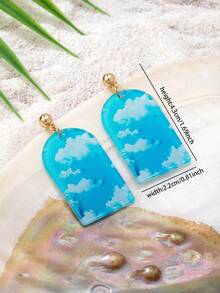 1 Đôi bông tai dáng dài bằng acrylic màu xanh da trời dành cho nữ, trang sức mùa hè cho kỳ nghỉ hoặc đeo hàng ngày. - Nhiều màu - Xem 3