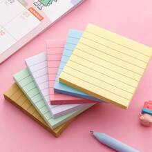3pcs/Set Student Striped Cartoon Memo Sticky Notes, Cute Striped Lined Memo Pad Removable Self-Adhesive Stickers, Office & School Supplies, Back To School Essential - Multicolor - View 3