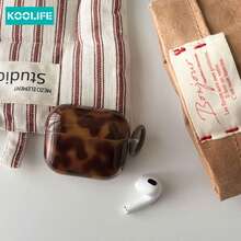 Koolife 1pc Amber Leopard Print Protective Case Compatible With 4th Generation , Soft Shell For 3rd Generation Bluetooth Earphones Pro, 2nd Generation - Amber Leopard Print - View 4