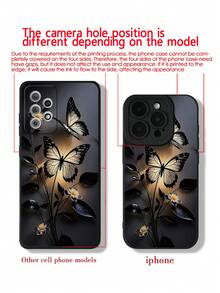 精密穿孔边缘黑色蝴蝶花卉彩绘防震手机壳，兼容 P14 Pro Max、P13、P11、P12、XR、7/8、GES2、XS、P15、P16、P16 Pro，Galaxy S24、A03s、A03 Core、A04、A12、A13、A14、A21s、A22、A23、A24、A32、A33、A34、A51、A52、A53、A54、A71、A72、A73、S20 FE、S21、S22、9、9A、10A、10C、Note 9、Note 10、Note 11、Note 12、12C - 彩色 - 查看 6