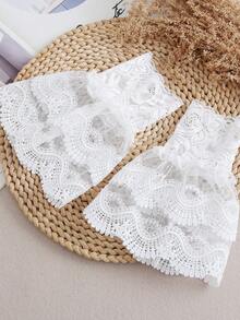 1 Pair White Lace Wave Design Versatile Arm Sleeves - White-170 - View 4