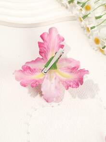 1pc 3D Flower Hair Clip, Pearl Chain Tassel, Fresh Floral Style, Suitable For Beach Vacation And Daily Wear - Multicolor - View 3
