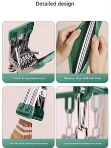 Minimalist Stainless Steel Multi-Clip Clothes Drying Rack, Multifunctional Windproof Clothesline Suitable For Home And Balcony - Multicolor - View 6