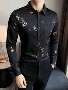 Men's Shirts, Business Casual - 黑色 - 查看 4