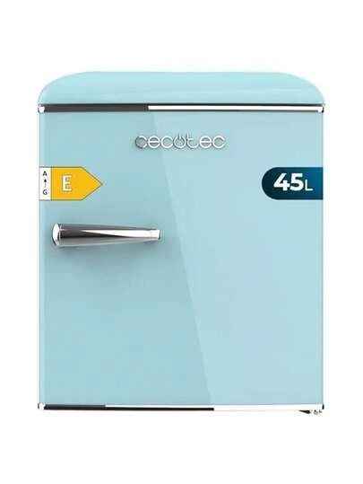 Cecotec Mini Frigorifero Retro Bolero CoolMarket TT Origin 45 Blue E, Capacità 45L, Icebox per Cubetti di Ghiaccio, Design Vintage con Maniglia Cromata, Ideale per Bevande e Alimenti Freschi, Classe Energetica E, Perfetto per Cucine con Stile Retrò, Dimensioni Compatte, Facile da Posizionare Ovunque