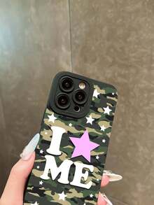 迷彩星形字母印花保护壳，兼容苹果 17/16 Pro Max、14/13、12、11 Pro Max、XS Max、X、XR、8、7、6S、Plus、Mini 以及三星 Galaxy A13 4G、S21 FE 5G、A15、A21S、A34、A12、A50、S21、A71，防震设计，适合作为生日礼物、送给男女朋友或自用。 - 彩色 - 查看 5