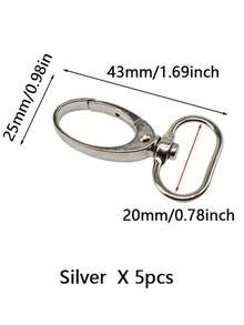Set de 5 piezas de mosquetón de metal de 16/20/25/32/38mm para collar, correa, cinturón, llavero, bolso y otros accesorios DIY - Multicolor - Ver 15