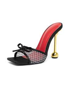 Women Heeled Sandals - Black and White - View 7