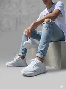 Boys' Casual Sneakers, Comfortable, Basic For Everyday Wear. - White - View 5