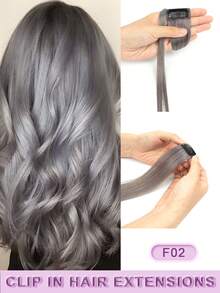 1 Piece Real Human Hair Clip-In Hair Extensions, Multiple Colors Available, Colored Hairpieces, 16 Inch Straight Human Hair Extensions For Women, Add Hair Volume, Natural & Fluffy, Suitable For Parties, Cosplay & Other Occasions - Multicolor - View 19