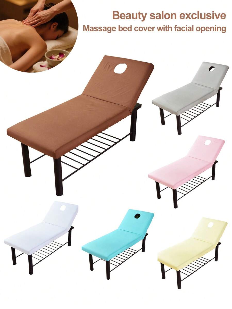 1pc Massage Table Sheet, Face Cradle Massage Table Cover, Fitted Massage Table Pad, Suitable For Beauty Salon