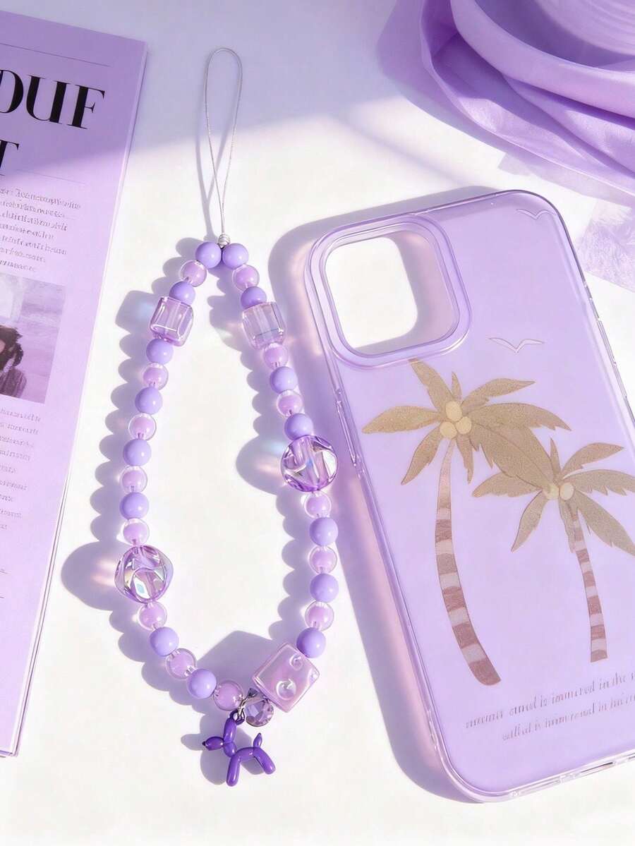 Lightweight Dog Element 1pc Dreamy Purple Iridescent Crystal Balloon Dog Phone Lanyard Beaded Bracelet Bag Charm Spring Birthday Gift