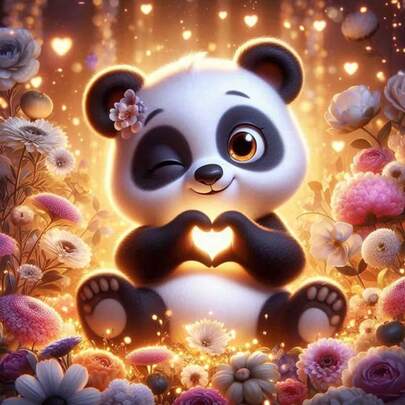 1pc DIY Cute Panda & Floral Pattern 5D Diamond Painting Kit, [30*30cm/11.8*11.8in] [40*40cm/15.7*15.7in], Suitable For Adult Beginners DIY Mosaic Diamond Art, Full Drill Handmade Hobby, Wall Decor For Living Room, Bedroom, Office, Surprise Gift For Family & Friends, Frameless