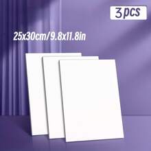 3pcs Small Painting Canvas Panels, Square Blank Flat Canvas Boards, White Suitable For Acrylic Painting, Drawing - Multicolor - View 4