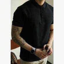 2026 Summer New Pearl Cotton Polo Shirt Collar Men's Short-Sleeve T-Shirt Leading Business Workwear - 淺灰色 - 查看 2