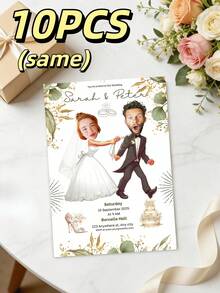 1/5/10pcs Wedding Invitation, Personalized Custom Face Invitations, Simple Invitation, Christening, DIY Invitations, Wedding Invitations, Customized Invitations, Party Invitation, New Design Covers, For Wedding Bridal Shower Engagement Baby Shower Gender Reveal Birthday Christening Party Events - Multicolor - View 8