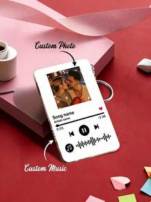 Personalised Music Player Keychain, 1pc Custom Photo Keychain, Shaped Acrylic Car Keychain, Backpack Pendant, Friend, Celebrity, Cartoon, Customized Acrylic Graffiti Keychain, Personalised Music Code Keyring, Personalized Music Code Acrylic Keychain, Custom Music In Your Pocket Keychain, Birthday Gift - Multicolor - View 2