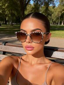 1pc Square Plastic Full Frame Popular Design Hot Girl Style Perfect Best Friend Style Fashion Eyeglasses For Vacation Outfits,Street Snap,Musical Festival,Party Fashion Accessories Suitable For All Face Shapes - Multicolor - View 12