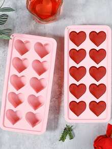 Silicone Ice Cube Tray Mold, Heart Shaped Ice Cube Mold, Silicone Ice Cube Tray For Freezing Water, Fruit, Cocktail, Whiskey - Pink - Multicolor - View 2