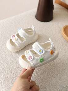 1 Pair Baby Girls' Sandals, Princess Style Versatile Closed Toe Breathable Non-Slip Summer New Toddler Walking Shoes - Beige - View 4