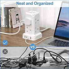 20W USB-C 快速充电器，带 4 个 USB 端口、8 位插座防浪涌延长线、夜灯和 USB 充电功能 - 英規插(220-240V) - 查看 5