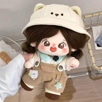 20cm Doll Clothes Suit Collection,Cute Bear 4-Piece Set,Including Hat,Top,Overalls,Socks,Cute Outfit Sets,Doll Clothing For Dressing Up,Cute Stuff,Clothes For Stuffed Animals Plushies,Party Favors,Birthday Gifts(Doll Not Included)