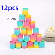 3/6/12/18/24/36/60个装彩虹派对小礼物，迷你塑料玩具，形状和颜色随机，减压弹簧玩具，适合作为男孩女孩的生日礼物、嘉年华奖品、礼品袋填充物，秋冬季适用 - 綠色 - 查看 13