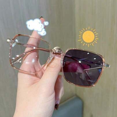 Gafas de moda cuadradas con lentes fotocromáticas para mujer - Gafas de montura completa retro con lentes que cambian de color, ligeras y duraderas, aptas para uso en interiores/exteriores, gafas cuadradas modernas, lentes de alta calidad