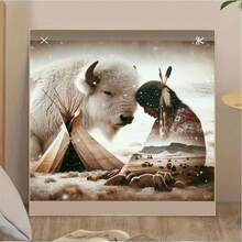 1套[30*30厘米/11.8*11.8英寸][40*40厘米/15.7*15.7英寸]5D亚克力钻石画套装，图案齐全，适合成人初学者DIY马赛克钻石画，全钻手工DIY钻石画，适用于客厅、卧室、办公室墙面装饰挂画，惊喜艺术家居装饰礼物，送给家人和朋友 - 無框 - 查看 3