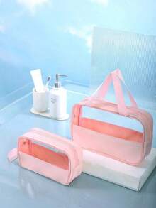 3件套防水旅行化妆包，适用于收纳洗漱用品、沐浴用品、化妆品，可手提，方便存放化妆品，适合海滩、干湿分离、游泳等场合，也适合少女使用，可作护肤包、卫生巾包等，是一款防水旅行洗漱包。 - 彩色 - 查看 6