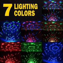 Bola de cristal RGB con luz LED de discoteca - 7 modos con control remoto, lámpara de escenario adecuada para fiestas en casa, KTV, bodas, decoración de habitaciones, etc. - Negro - Ver 5