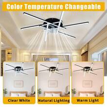 Ventilador de techo LED 32'' fandelier moderno - perfil bajo empotrado - control remoto y APP - brillo y temperatura de color regulables - ultra silencioso para dormitorio o sala de estar - Estrella - Ver 4