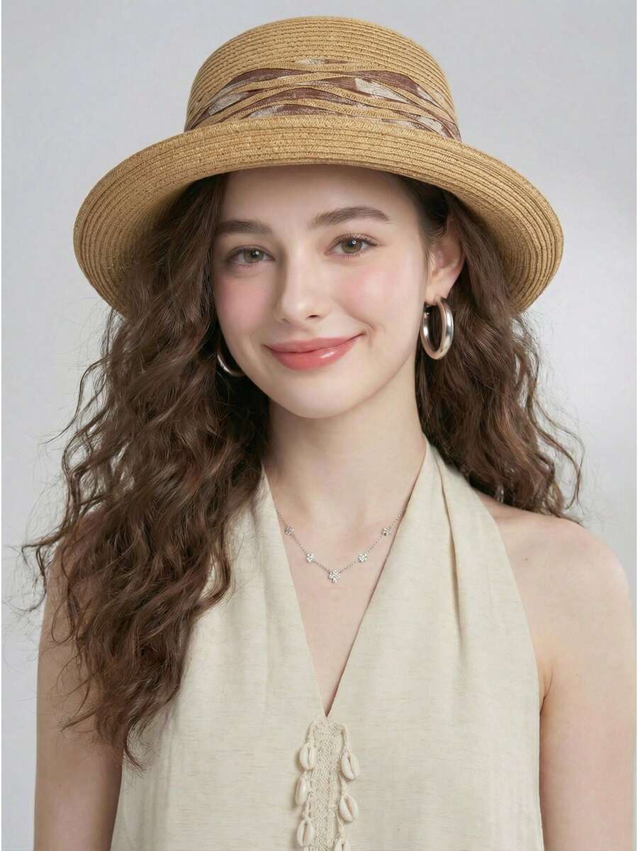 1顶春夏新款可折叠防晒帽，日式渔夫帽，优雅圆顶度假休闲帽