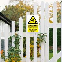 1pc Vintage Metal Caution Sign, For CCTV Camera - 8"X12" (20.32X30.48Cm) Wall-Mounted Security Surveillance Plate, Black And Yellow Design, No Wiring Required, Suitable For Home And Business Protection - Multicolor - View 4