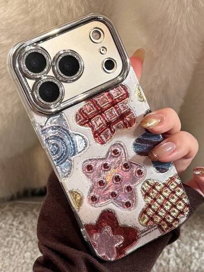 Fundas de teléfono con estampados coloridos de grafiti, cuadros escoceses y estrellas para iPhone 17, 16, 15, 14, 13, 12, 11