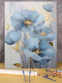 16x20英寸/40x50厘米蓝色罂粟花DIY数码油画画布，手工制作，家居装饰，节日礼物，情人节礼物，感恩节礼物，复活节礼物 - 40*50厘米 - 查看 3