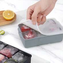 Silicone Ice Cube Tray, Suitable For Whiskey, Makes Large Ice Cubes, 6-Cavity Ice Cube Tray With Lid, Easy To Clean, Dishwasher , Applicable From -40°C To 240°C - Multicolor - View 3