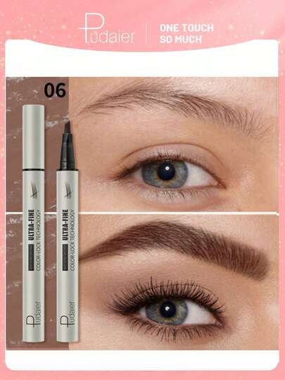 Pudaier 防水眉笔 - 液体眉笔，快速塑形，超细自然妆效，防水防汗，顺滑均匀，新手友好，持久妆容
