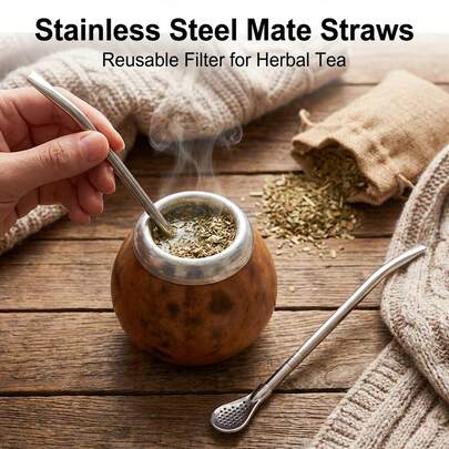 304 Stainless Steel Straw Spoon Two In One Design With Detachable Cleaning For Tea Coffee Filter Tool