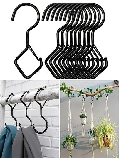 10 Heavy-Duty S-Hooks With Safety Latches. Windproof Heavy-Duty Hooks For Outdoor, Kitchen, Bathroom, Closet, And Garden Organization