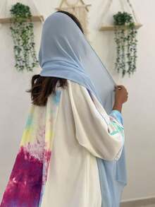 1 pieza Vestido-Cárdigan elegante de mujer con mangas y espalda de diseño de parches multicolor y estampado colorido de estilo árabe, adecuado para uso diario, festivo y de viaje, color blanco - Blanco - Ver 5